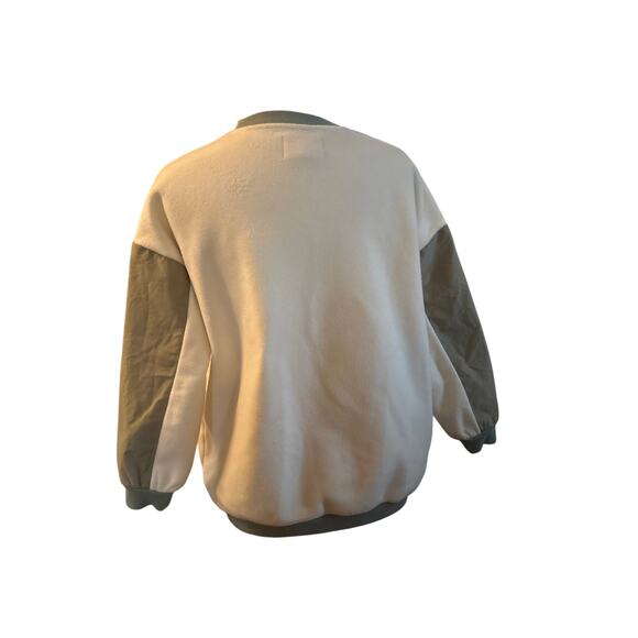 XS Madewell NC672 MWL Betterfleece Colorblock Crewneck Sweatshirt Antique Cream - Picture 4 of 6